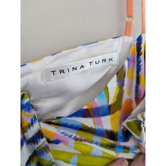 Trina Turk Silk Gypsum Tiger Print Tropical Multicolor Mini Dress - Picture 6 of 11